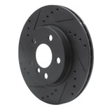 R1 14-21 BMW i3 Front Left Drilled & Slotted Black Brake Rotor