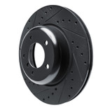 R1 09-16 BMW Z4 Front Left Drilled & Slotted Black Brake Rotor