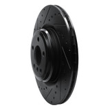 R1 09-19 BMW 750LI Rear Left Drilled & Slotted Black Brake Rotor