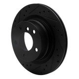 R1 08-13 BMW 128I Rear Left Drilled & Slotted Black Brake Rotor