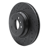 R1 02-08 BMW 745LI Front Left Drilled & Slotted Black Brake Rotor