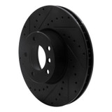 R1 00-03 BMW 540I Front Left Drilled & Slotted Black Brake Rotor