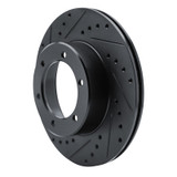 R1 1986-1995 Toyota 4Runner Front Left Drilled & Slotted Black Brake Rotor