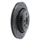 R1 10-17 Volvo XC60 Rear Right Drilled & Slotted Black Brake Rotor