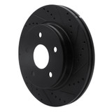 R1 02-24 Chrysler ASPEN Front Right Drilled & Slotted Black Brake Rotor