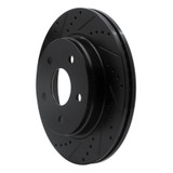 R1 02-24 Chrysler ASPEN Front Left Drilled & Slotted Black Brake Rotor