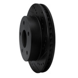 R1 00-01 Dodge Ram 1500 Pickup Front Right Drilled & Slotted Black Brake Rotor