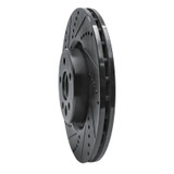 R1 07-16 Volvo S80 Front Left Drilled & Slotted Black Brake Rotor