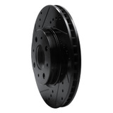 R1 93-95 Volvo 850 Front Left Drilled & Slotted Black Brake Rotor