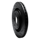 R1 08-14 Chrysler 200 Front Right Drilled & Slotted Black Brake Rotor