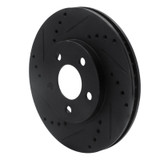 R1 00-05 Chrysler Neon Front Left Drilled & Slotted Black Brake Rotor