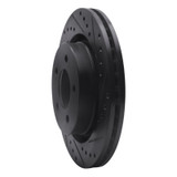 R1 99-04 Chrysler 300M Front Right Drilled & Slotted Black Brake Rotor