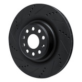 R1 12-21 Tesla Model X Rear Left Drilled & Slotted Black Brake Rotor