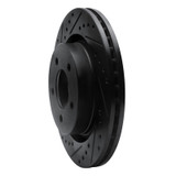 R1 99-04 Chrysler 300M Front Left Drilled & Slotted Black Brake Rotor
