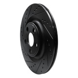 R1 14-21 Jaguar F-Type Rear Left Drilled & Slotted Black Brake Rotor