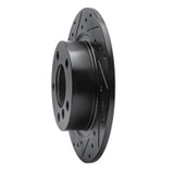 R1 11-16 Mini Cooper Paceman Rear Left Drilled & Slotted Black Brake Rotor