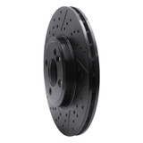 R1 07-15 Mini Cooper Clubman Front Drilled & Slotted Black Brake Rotor