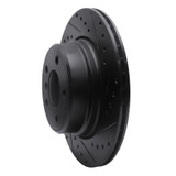R1 02-06 BMW X5 Rear Right Drilled & Slotted Black Brake Rotor