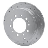 R1 17-21 Toyota Land Cruiser Rear Left Drilled & Slotted Silver Brake Rotor