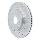 R1 2013-2025 Acura ILX Front Right Drilled & Slotted Silver Brake Rotor