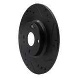 R1 2016-2025 Fiat 124 Spider Rear Right Drilled & Slotted Black Brake Rotor