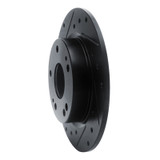 R1 2016-2025 Honda Civic Coupe Rear Left Drilled & Slotted Black Brake Rotor