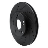 R1 06-15 Honda Civic Front Left Drilled & Slotted Black Brake Rotor