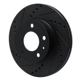 R1 82-90 Volvo 760 Series Front Left Drilled & Slotted Black Brake Rotor