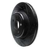 R1 06-23 Dodge Charger Rear Right Drilled & Slotted Black Brake Rotor