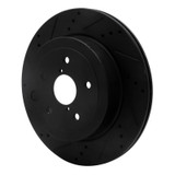 R1 08-20 Subaru WRX Rear Left Drilled & Slotted Black Brake Rotor