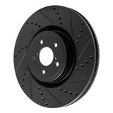 R1 03-25 Subaru Impreza Front Right Drilled & Slotted Black Brake Rotor