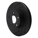 R1 90-01 Subaru Impreza Front Left Drilled & Slotted Black Brake Rotor
