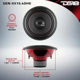 DS18 15in 600 Watts RMS 4 ohm DVC Double Stacked Magnet High Excursion Subwoofers
