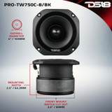 DS18 4in Super Bullet Tweeter 200 Watts RMS 1.5in Titanium Vc 8 ohm Silver