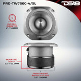 DS18 4in Super Bullet Tweeter 200 Watts RMS 1.5in Titanium Vc 4 ohm |Silver