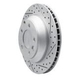 R1 03-18 Audi Q7 Rear Right Drilled & Slotted Geo-Carbon Rotor