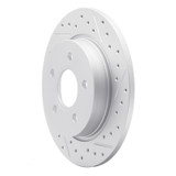 R1 12-18 Ford Focus Rear Right Drilled & Slotted Geo-Carbon Rotor