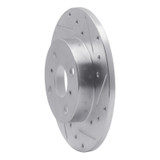 R1 83-90 Toyota Tercel Front Right Drilled & Slotted Silver Brake Rotor