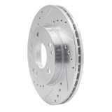 R1 87-93 Mercedes-Benz 190D Front Left Drilled & Slotted Silver Brake Rotor