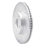 R1 16-25 Honda Civic Coupe Front Left Drilled & Slotted Silver Brake Rotor