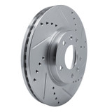 R1 07-12 Mazda CX-7 Front Right Drilled & Slotted Silver Brake Rotor