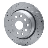 R1 07-17 Lexus LS460 Rear Left Drilled & Slotted Silver Brake Rotor