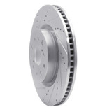 R1 07-23 Lexus LS460 Front Left Drilled & Slotted Silver Brake Rotor