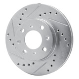 R1 84-90 Honda Accord Sedan Front Left Drilled & Slotted Silver Brake Rotor