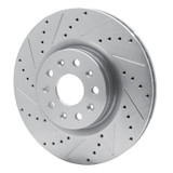 R1 14-25 Cadillac CT5 Front Left Drilled & Slotted Silver Brake Rotor