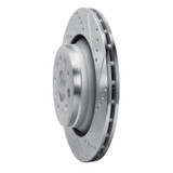 R1 17-24 Maserati LeVante Rear Right Drilled & Slotted Silver Brake Rotor