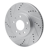 R1 03-07 Cadillac CTS Front Left Drilled & Slotted Silver Brake Rotor