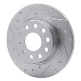 R1 05-25 Audi A3 Sportback E-Tron Rear Left Drilled & Slotted Silver Brake Rotor