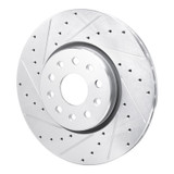 R1 21-25 Dodge Charger Daytona Front Left Drilled & Slotted Silver Brake Rotor