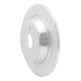 R1 15-24 Ford Edge Rear Left Drilled & Slotted Silver Brake Rotor